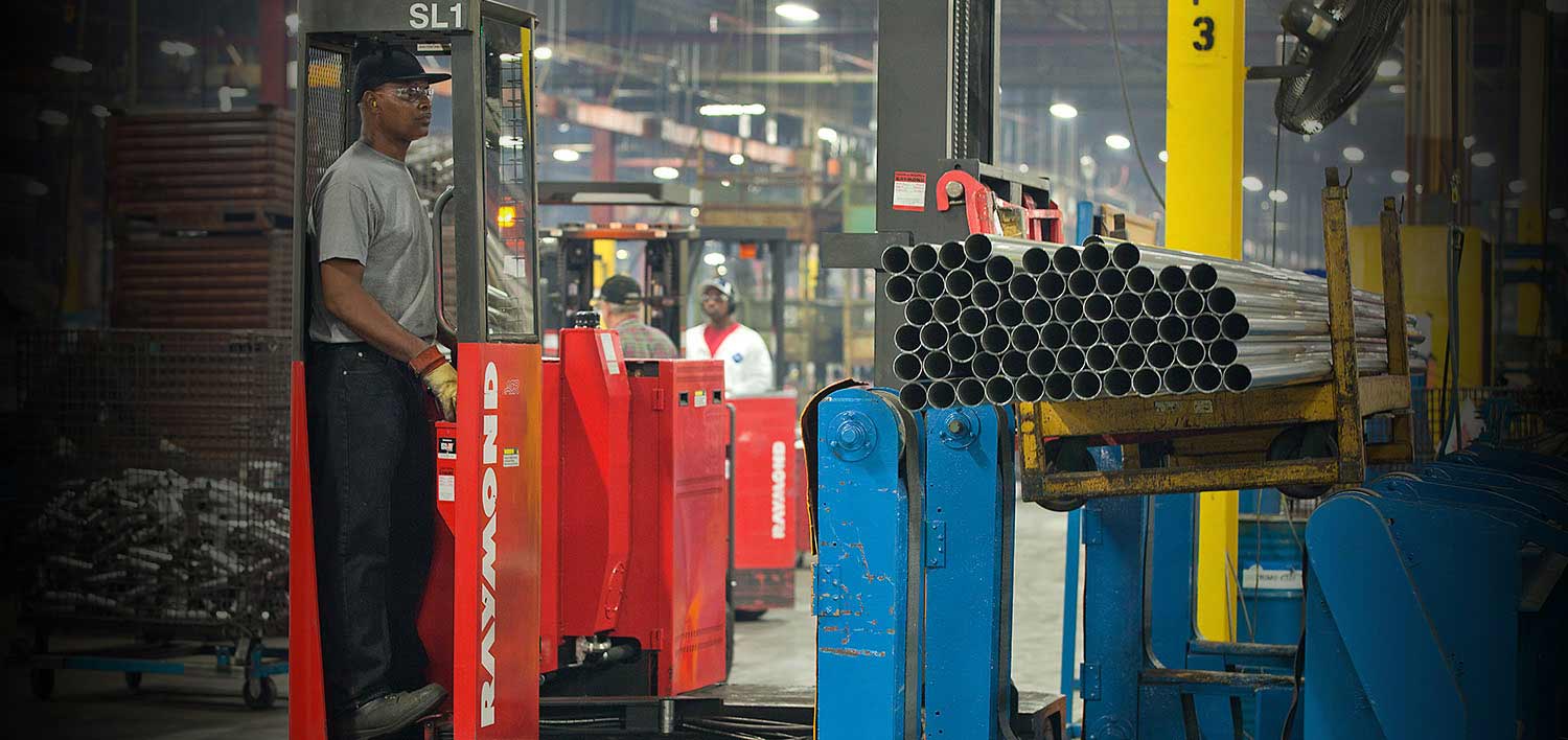 long load forklift, raymond sideloader, long load handling forklift, narrow aisle forklift