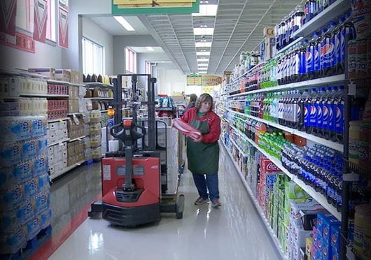 Raymond 6210 Walkie Pallet Stacker with Waist High Fork Positioner