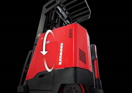 Raymond forklift, reach truck with regenerative lowering
