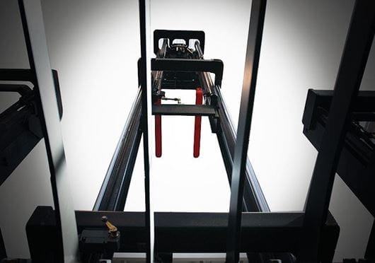 Raymond reach truck visibility through forks