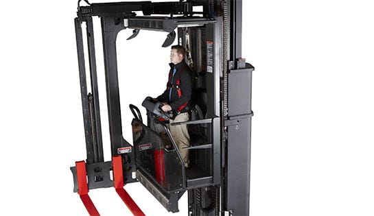 Raymond 9800 Swing Reach Turret Truck with Fork Positioner